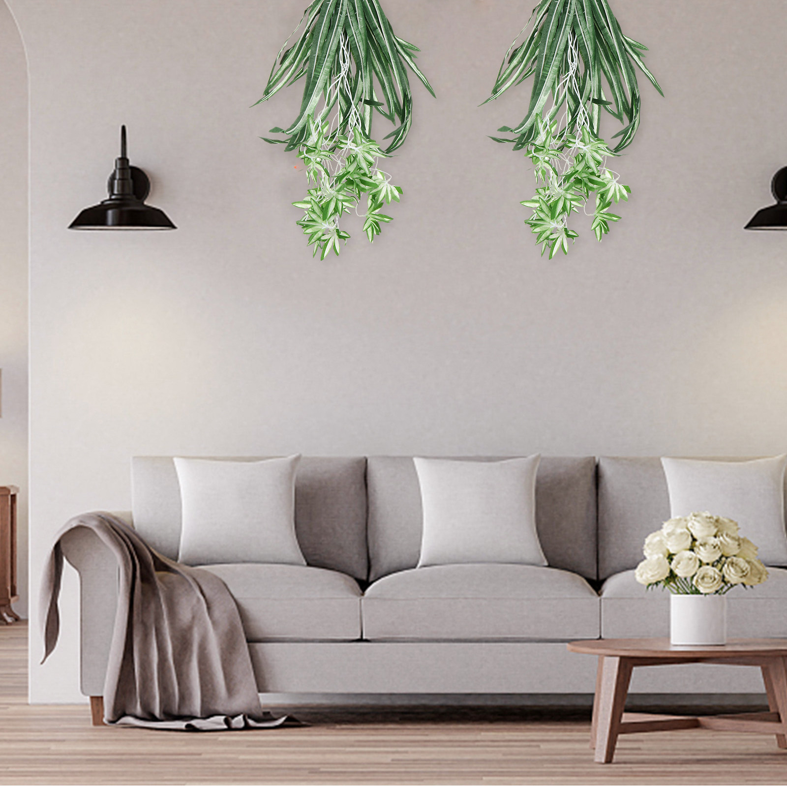Spider Plant Hanging - نبات العنكبوت الاصطناعي، نباتات خضراء واقعية