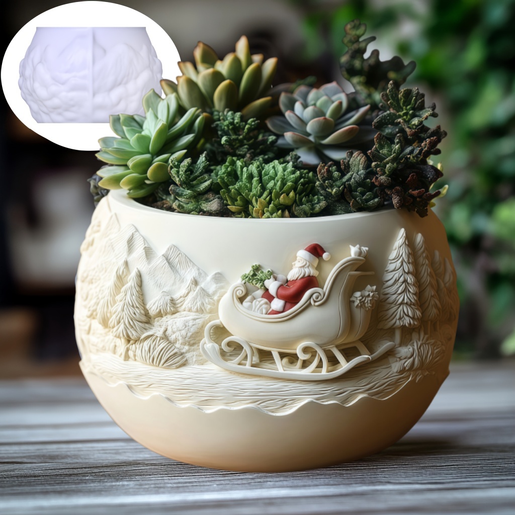Echeveria Succulent - زلاجات الأرز سانتا كلوز الإغاثة شمعة